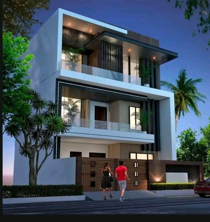 Modern triplex 3D elevation design